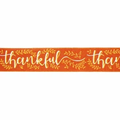 2.5" x 6.6yd. Orange Thankful Wired Faux Linen Ribbon by Celebrate It®