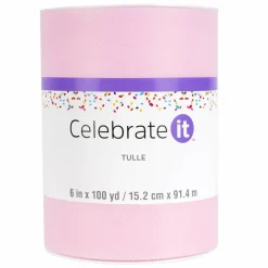 6" x 100yd. Pink Tulle Mega Roll by Celebrate It™