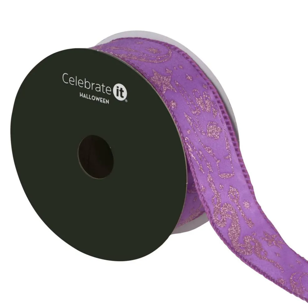 1.5" x 10yd. Purple & Gold Divinity Hand Wired Ribbon by Celebrate It®