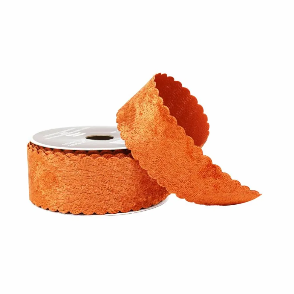 1.5" x 10yd. Scalloped Copper Velvet Ribbon by Celebrate It®