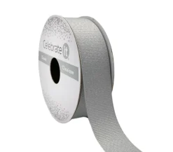 7/8" x 5yd. Silver Metallic Grosgrain Ribbon by Celebrate It® Classic