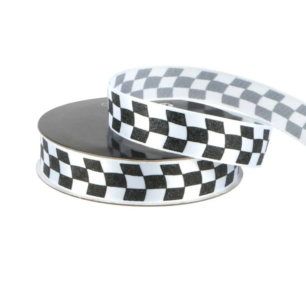 5/8" x 4yd. Wavy Black & White Check Ribbon by Celebrate It®