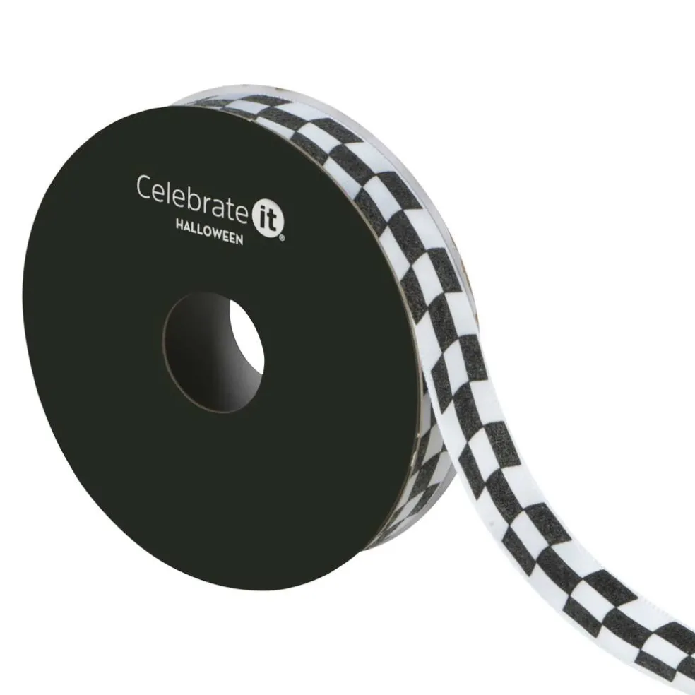 5/8" x 4yd. Wavy Black & White Check Ribbon by Celebrate It®