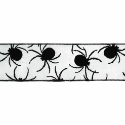 2.5" x 6.6yd. White & Black Spiders Wired Taffeta Ribbon by Celebrate It®