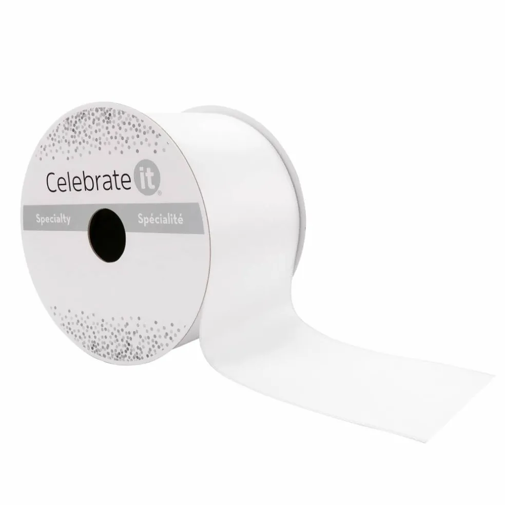 2.5" x 10yd. White Satin Wired Ribbon by Celebrate It® Specialty