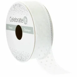 1" x 5yd. White Sheer Polka Dot Ribbon by Celebrate It™ Classic
