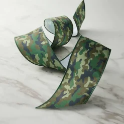 2.5" x 3yd. Wired Green Camo Ribbon by Celebrate It™ Classic
