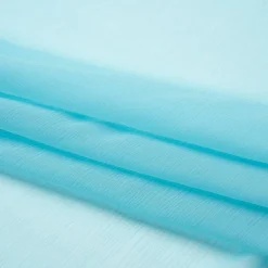 1 Yard Angel Blue Crinkled Silk Chiffon Sheer Lightweight Draping Fabric, 43 Inches Wide