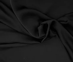 1 Yard Black Laundered Tissue Satin Fabric Lightweight Soft Sheer