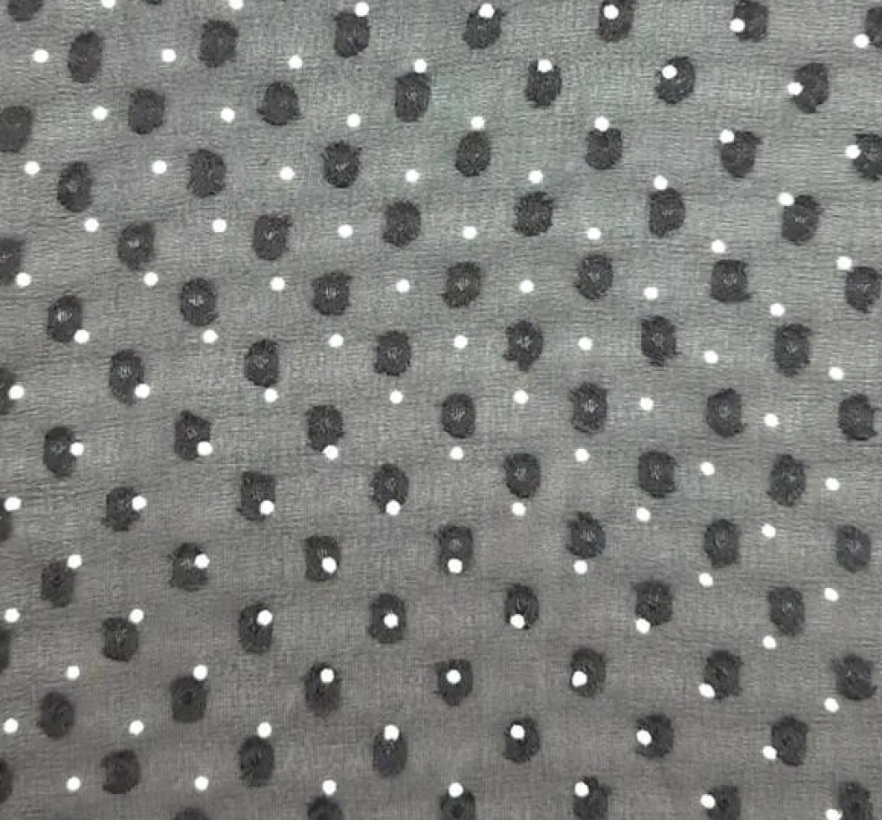 1 Yard Black or Ivory Clip Dot Chiffon Lightweight Sheer Polyester Fabric 57/58" Wide