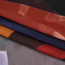 1 Yard Brown Orange Abstract Chiffon Print, Flowing 56