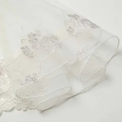 1 Yard Crystal Organza Floral Glitter White Fabric 58/60