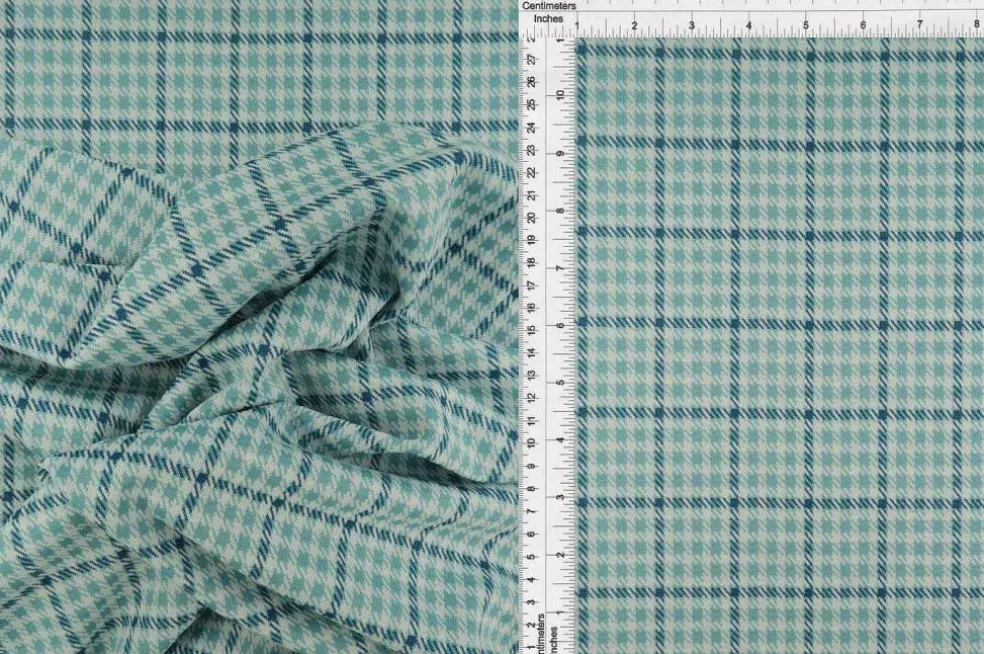 1 Yard Double Knit Jacquard Plaid Fabric Midweight Stretch 60"