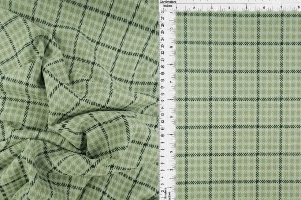 1 Yard Double Knit Jacquard Plaid Fabric Midweight Stretch 60"