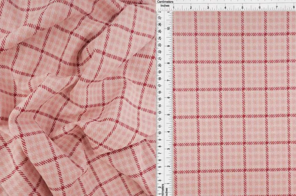 1 Yard Double Knit Jacquard Plaid Fabric Midweight Stretch 60"