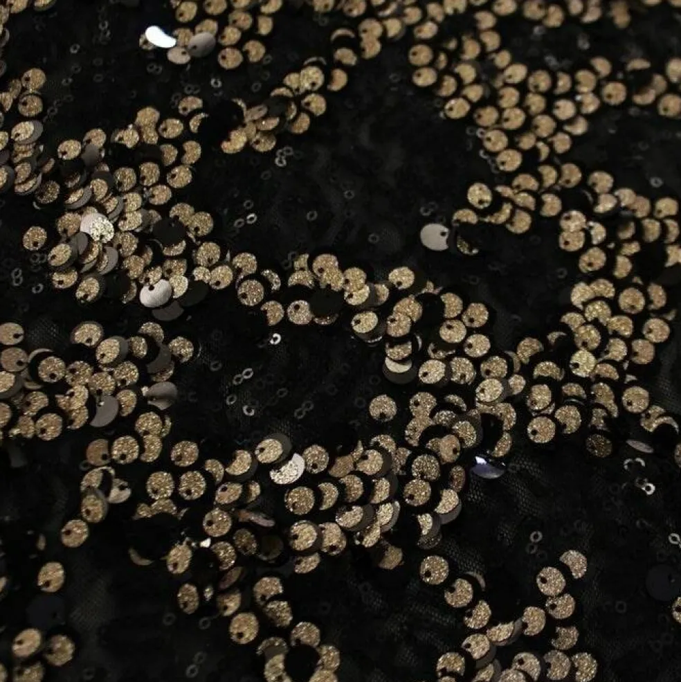 1 Yard Fame Stretch Mesh Embroidered Sequin 2 Way Stretch Dancewear Fabric 50 Inch Width