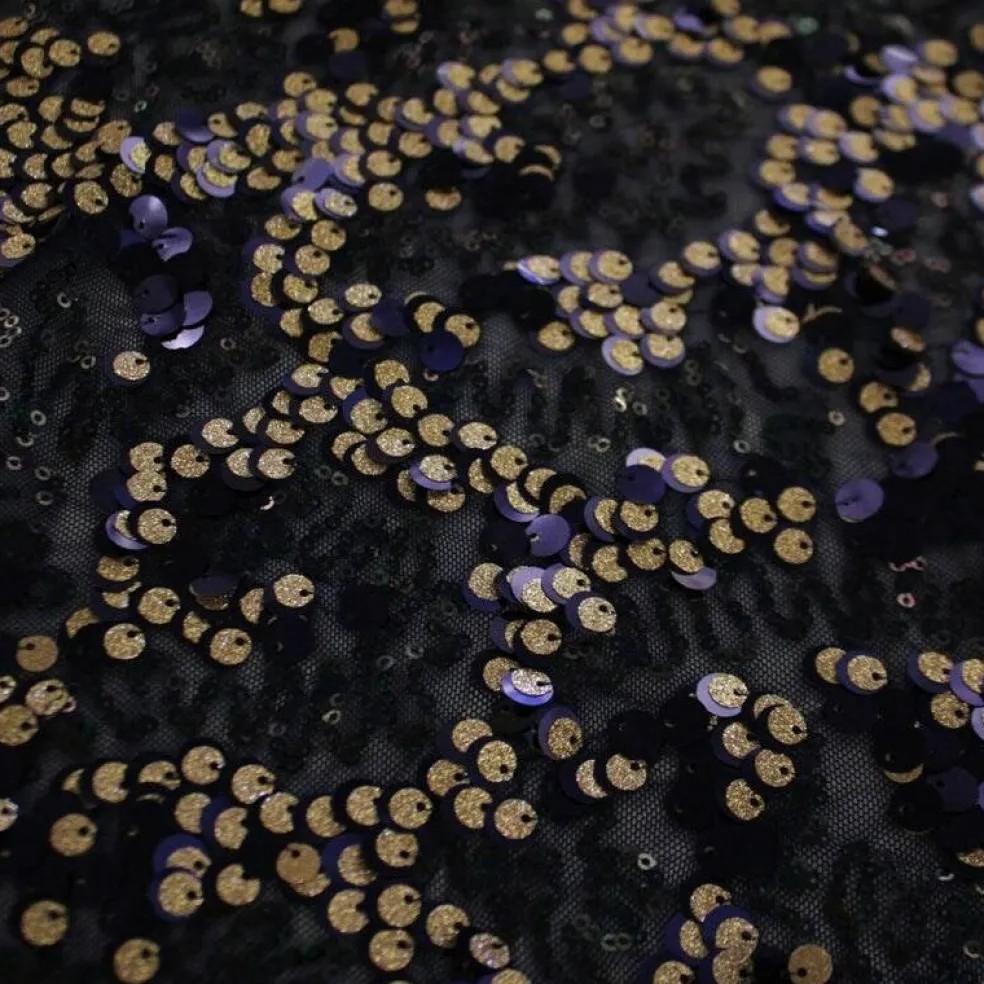 1 Yard Fame Stretch Mesh Embroidered Sequin 2 Way Stretch Dancewear Fabric 50 Inch Width