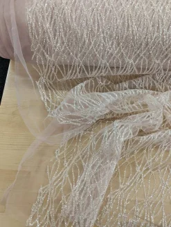 1 Yard Glitter Lace Sheer Mesh Fabric with Shine and Minimal Stretch 100% Polyester 59/60" Wide