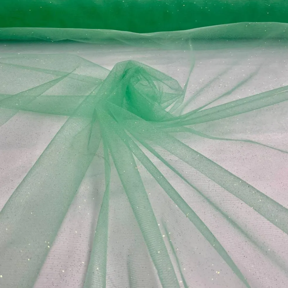 1 Yard Glitter Mesh Fabric 100% Polyester Sheer Sparkle 60" Wide