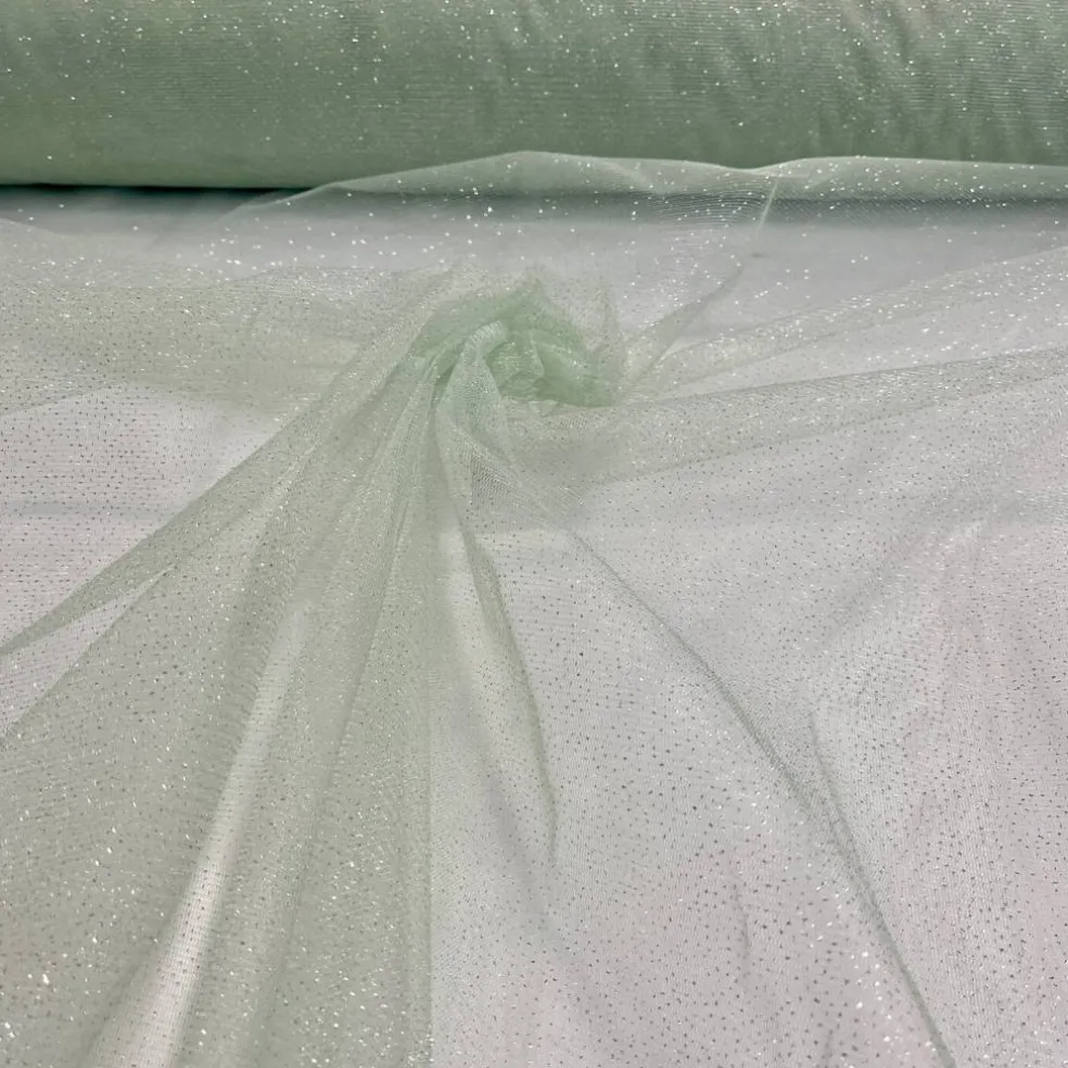 1 Yard Glitter Mesh Fabric 100% Polyester Sheer Sparkle 60" Wide