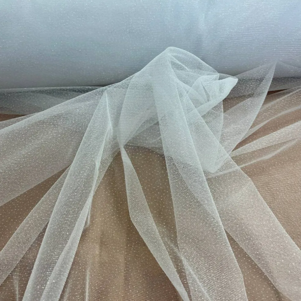 1 Yard Glitter Mesh Fabric 100% Polyester Sheer Sparkle 60" Wide