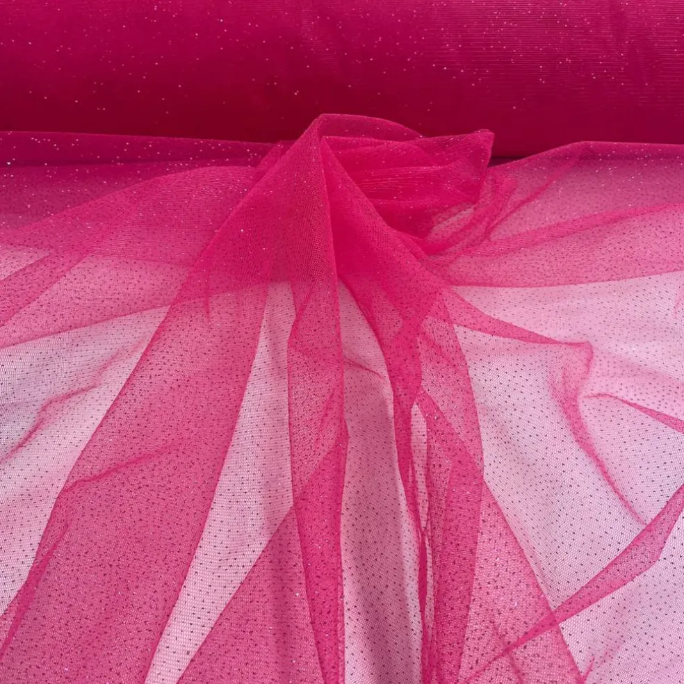 1 Yard Glitter Mesh Fabric 100% Polyester Sheer Sparkle 60" Wide