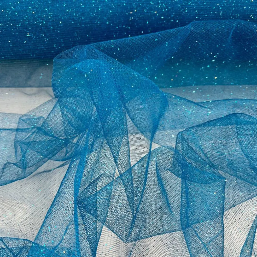 1 Yard Glitter Mesh Fabric 100% Polyester Sheer Sparkle 60" Wide