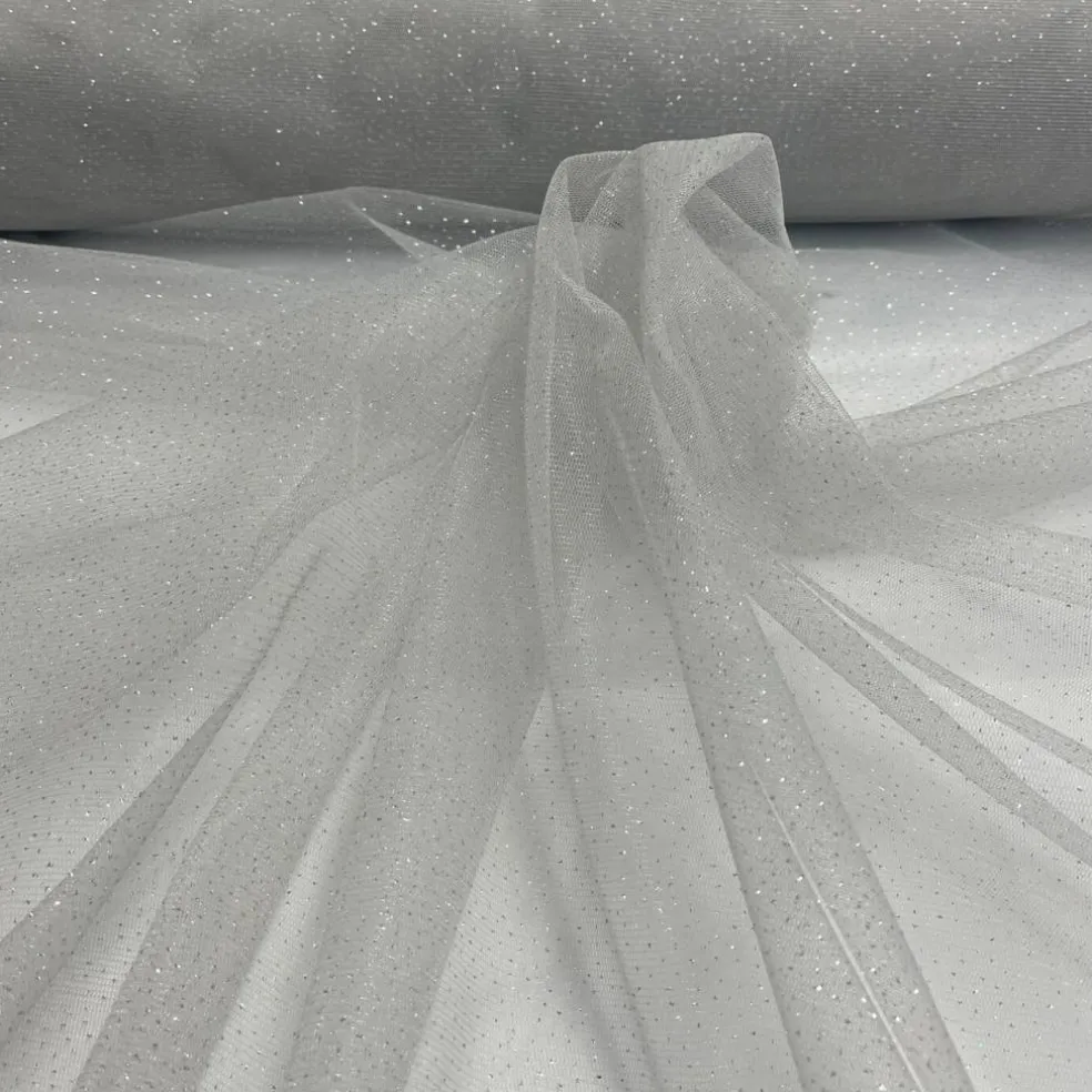 1 Yard Glitter Mesh Fabric 100% Polyester Sheer Sparkle 60" Wide