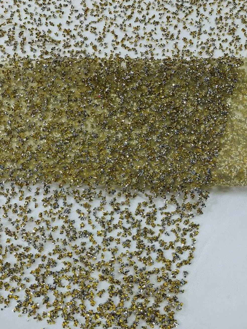 1 Yard Glitter Rhinestone Mesh Fabric Sparkly Sheer Material for Costumes, Gowns & Decor