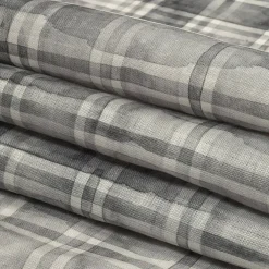 1 Yard Gray White Watercolor Plaid Medium-Weight Linen Woven Fabric