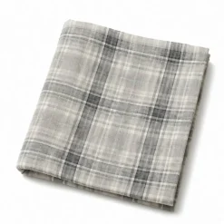 1 Yard Gray White Watercolor Plaid Medium-Weight Linen Woven Fabric