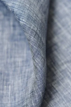 1 Yard Navy Off White Melange Linen Lightweight Flat Weave 58 Wide