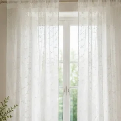 1 Yard Off White Linen Eyelet Embroidery Fabric Lightweight 58