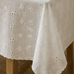 1 Yard Off White Linen Eyelet Embroidery Fabric Lightweight 58