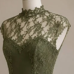 1 Yard Olive Stretch Sheer Floral Lace Fabric 58/60 Inches Wide