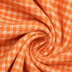 1 Yard Orange, Yellow and White Plaid Medium Weight Linen Woven