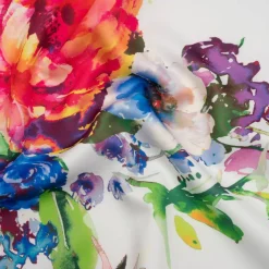 1 Yard Painted Roses Border Stretch Polyester Scuba Knit Fabric Red Yellow Blue 60 inch Width