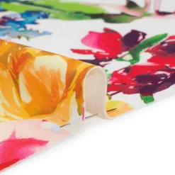 1 Yard Painted Roses Border Stretch Polyester Scuba Knit Fabric Red Yellow Blue 60 inch Width