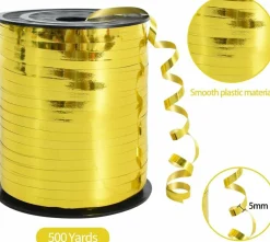 500 Yards Gold Curling Ribbon, Metallic Balloon String Ribbon for Gift Wrapping, DIY Crafts, Party Decorations, Bows, Christmas Birthday Supplies