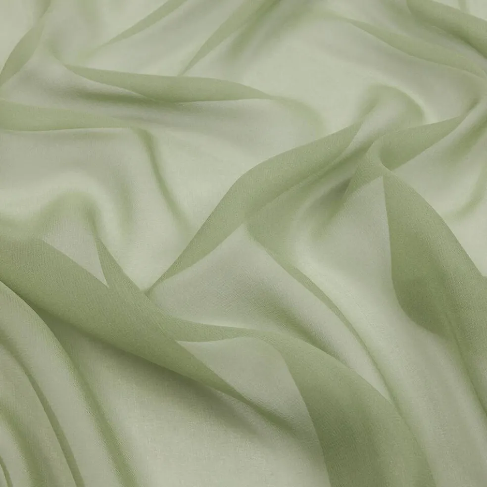 1 Yard Sheer Silk Chiffon Oil Green Premium Solid Lightweight 44 Inch Width