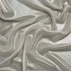 1 Yard Silver on Beige Liquid Sheen Metallic Polyester Chiffon Sheer Fabric 60" Width