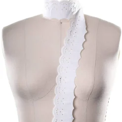 2 Yards Ivory Cotton Eyelet Lace Trim Scalloped Edge with Smiley Pattern