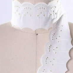 2 Yards Ivory Cotton Eyelet Lace Trim Scalloped Edge with Smiley Pattern