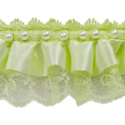 5 Yards of Bradshaw 2" Pearl Accent Ruffled Lace Trim | 5 yard cut