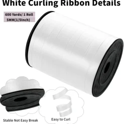600 Yards White Curling Ribbon 1/5 Inch Balloon String Ribbon Thin Ribbons for Birthday Party Baby Shower Graduation Art Crafts Gift Wrapping Wedding DIY Decor