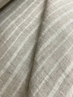 1 Yard Washed Linen Two Tone Uneven Stripe Sewing Fabric 60 Wide