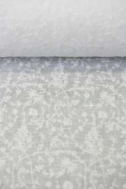 1 Yard White Dense Flower Embroidered Linen Craft Fabric 54 Wide