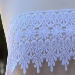 1 Yard White 4 Inch Lisetta Elegant Floral Organza Lace Trim for Wedding Dress Costume