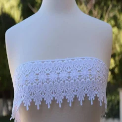 1 Yard White 4 Inch Lisetta Elegant Floral Organza Lace Trim for Wedding Dress Costume