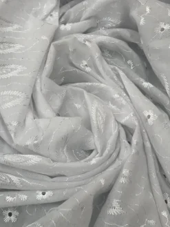 1 Yard White Medium Eyelet Double Border Fabric 41/42 Inches Wide
